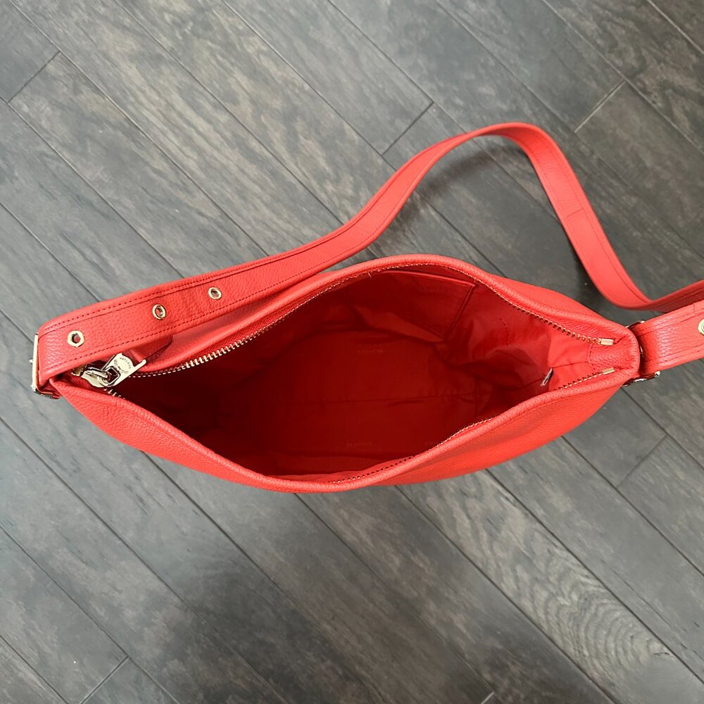 Coach Large Orange-Red Leather Shoulder Bag 35775 - Picture 10 of 16